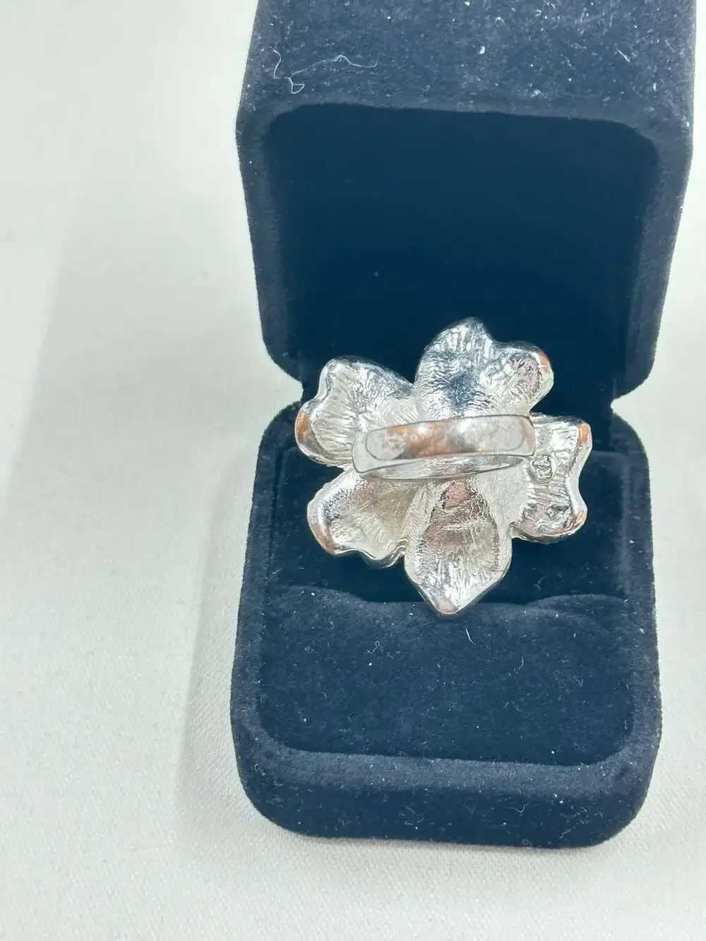 Vintage RA Robert Allison Rhinestone and Enamel Flower Statement Ring